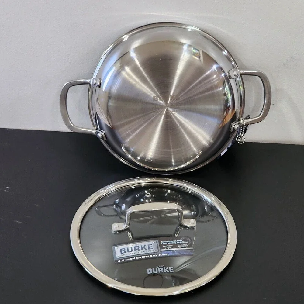 David Burke Geo Clad‎ 9.5in Tri-Ply Stainless Steel Frying Pan With Lid Cookware